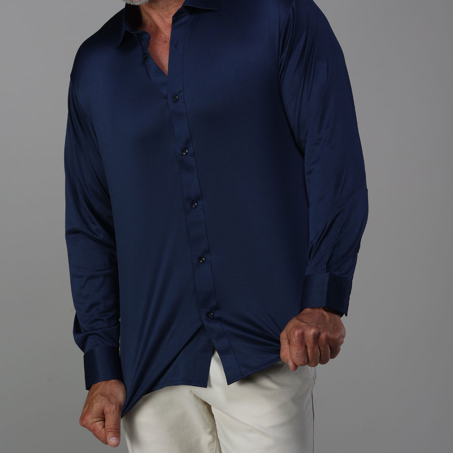 ocean blue dress shirt Yaoyar Men's Short Sleeve Turndown Collar Shirts Wrinkle Free Regular Fit Dress Shirt Casual Button Down Shirts with Pocket Navy,2XL