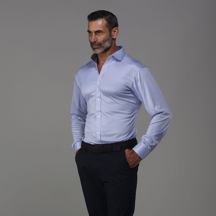Quattro Flex Dress Shirt with Semi-Spread Collar Regent Blue