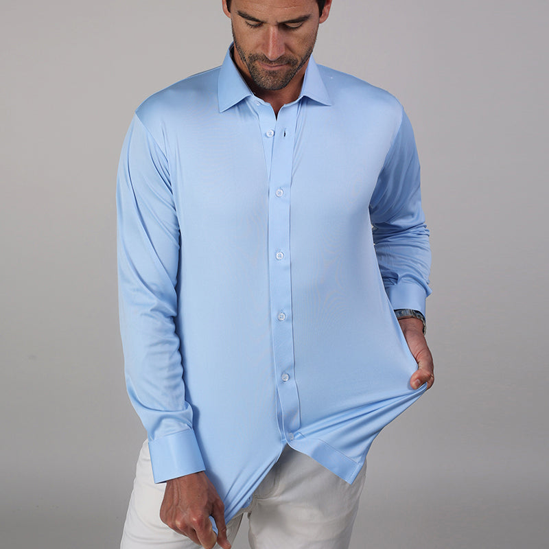 Quattro Flex Dress Shirt with Semi-Spread Collar Sky Blue 2XL / Sky Blue Quattro Flex Dress Shirt with Semi-Spread Collar Sky Blue 2XL / Sky Blue