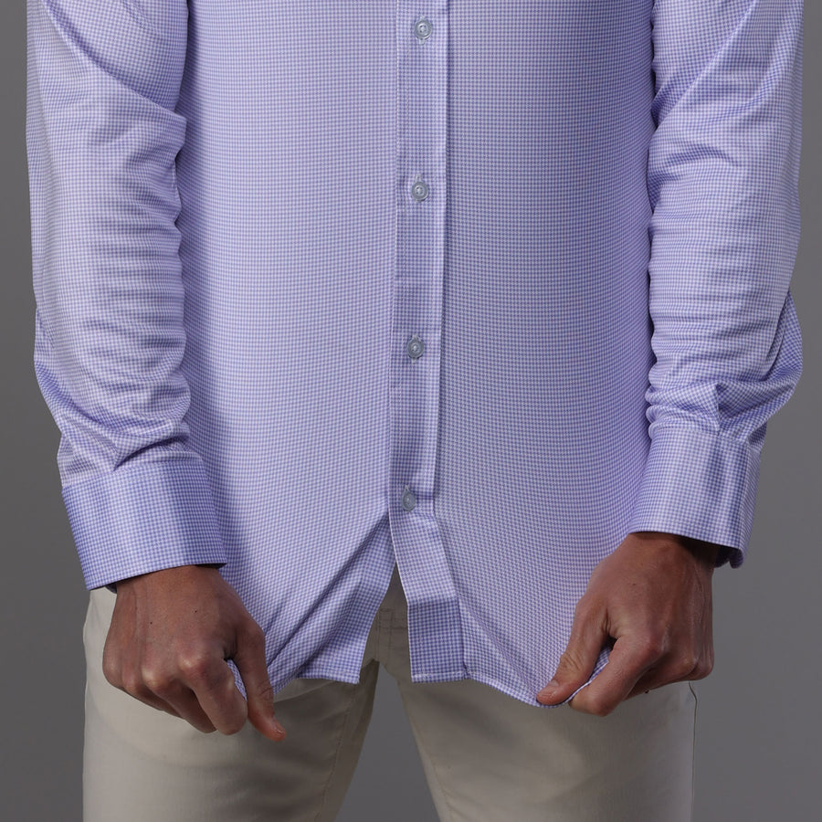 Quattro Flex Dress Shirt with Semi-Spread Collar Lavender Houndstooth 3XL / Lavender Houndstooth Quattro Flex Dress Shirt with Semi-Spread Collar Lavender Houndstooth 3XL / Lavender Houndstooth