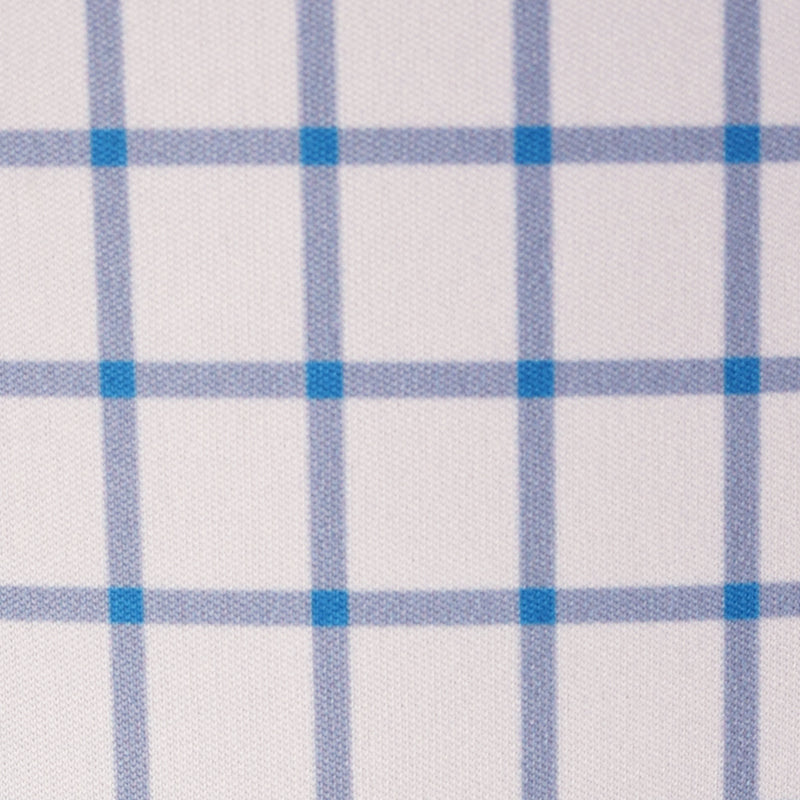 Quattro Flex Dress Shirt with Semi-Spread Collar Blue Grid Check