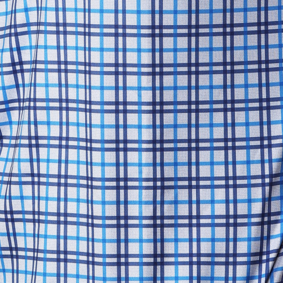 Semi-Spread Collar Polo Westchester Grey and Blue Check
