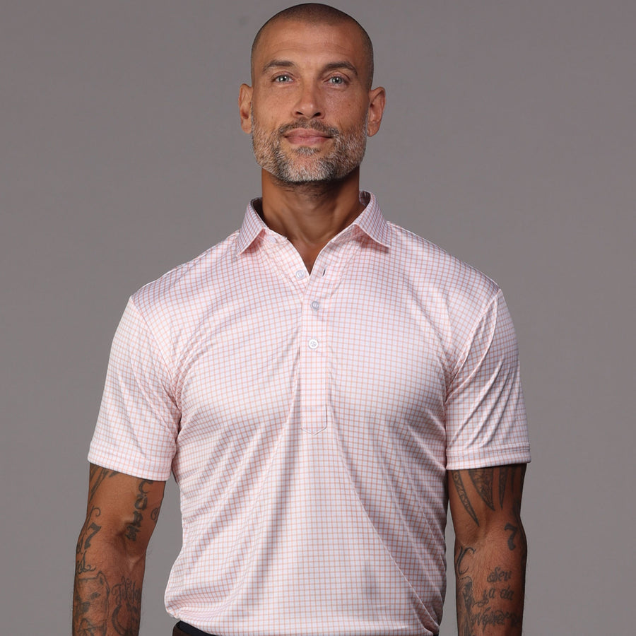 Semi-Spread Collar Polo Orange Grid – Collars