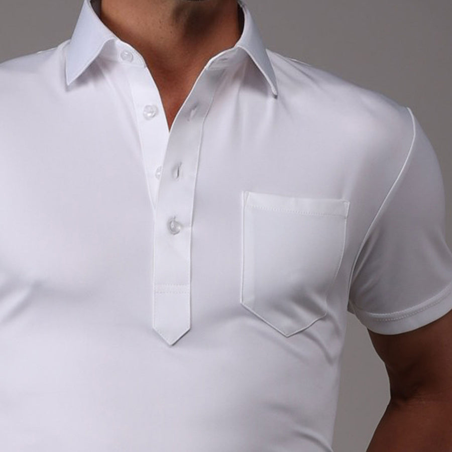 Pocket Semi-Spread Collar Polo White