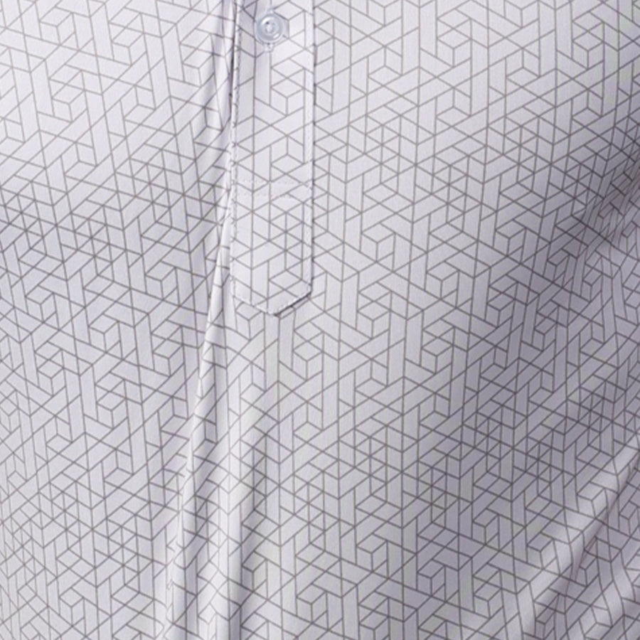Semi-Spread Collar Polo White Geo