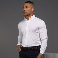 Quattro Flex Dress Shirt with English Spread Collar White