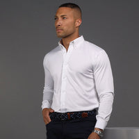 Quattro Flex Dress Shirt with Button Down Collar White 3XL / White Quattro Flex Dress Shirt with Button Down Collar White 3XL / White