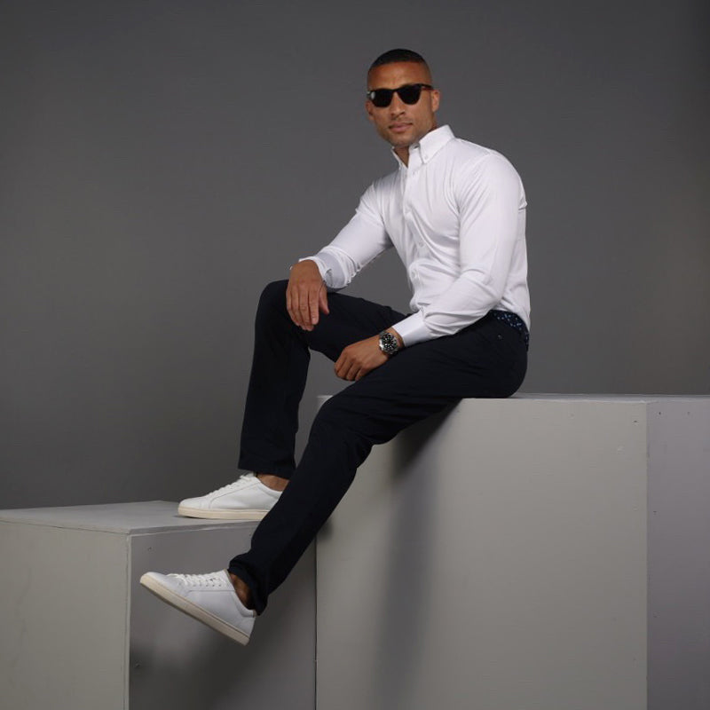 Quattro Flex Dress Shirt with Button Down Collar White 3XL / White Quattro Flex Dress Shirt with Button Down Collar White 3XL / White