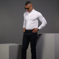 dress shirts with white collars White Twill Spread Collar Shirt