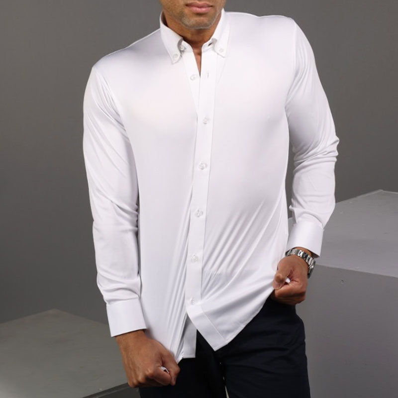 Quattro Flex Dress Shirt with Button Down Collar White