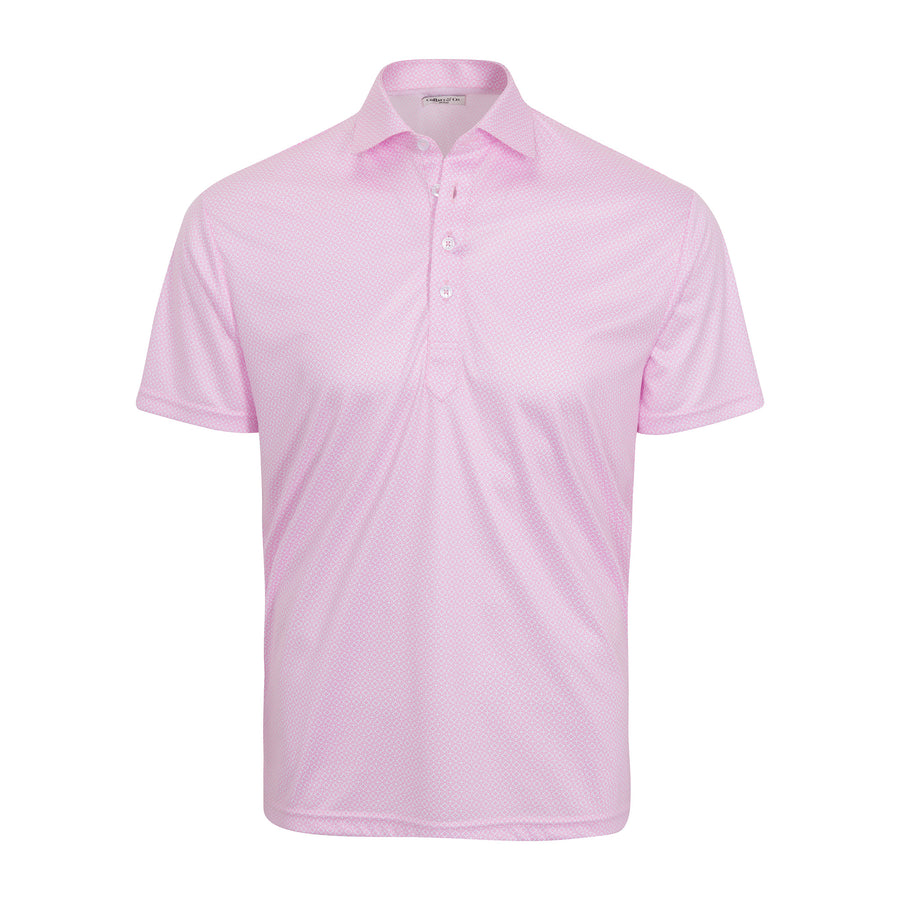 Semi-Spread Collar Polo Crest Point Pink & White