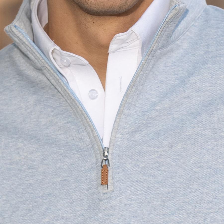 Cloud Textured Quarter Zip Pullover Light Blue