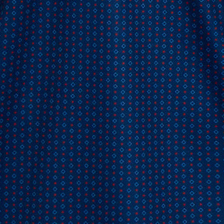 Semi-Spread Collar Polo Diamond Dot Red & Navy