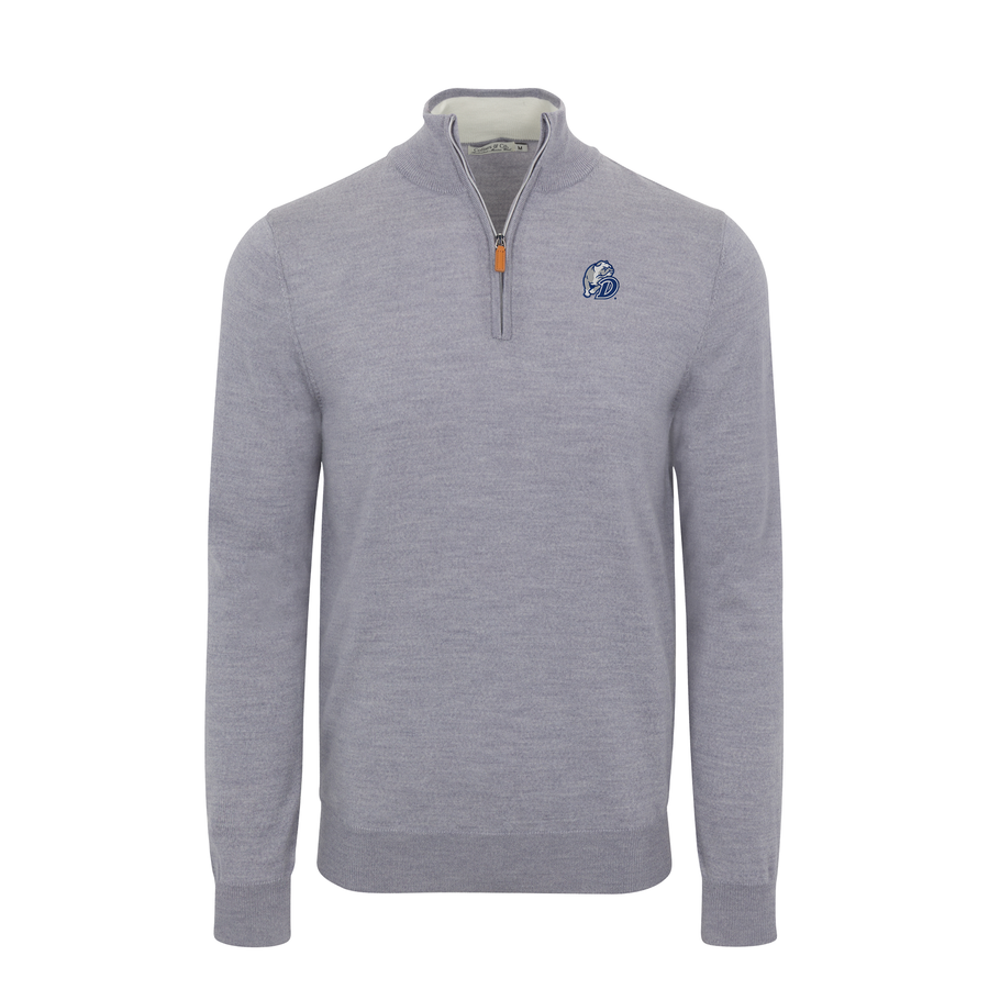 Drake Grey Melange Cashmere Touch Australian Merino Quarter Zip Sweater