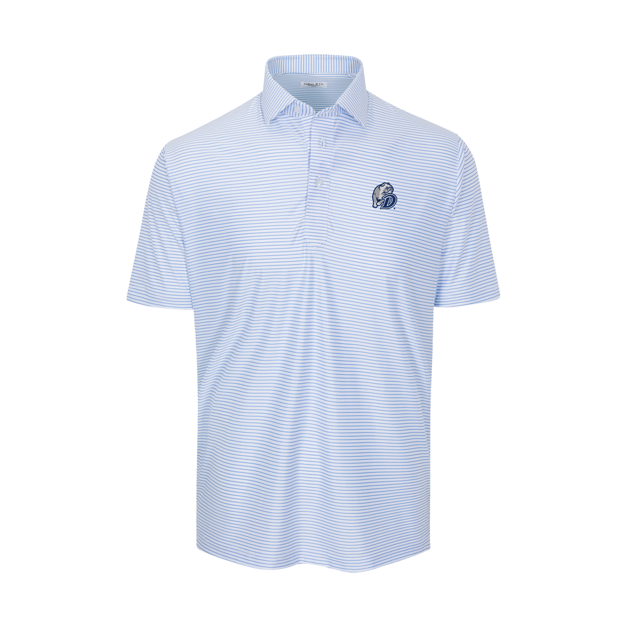 Drake Featherweight Flex Polo Camden White with Blue Stripe