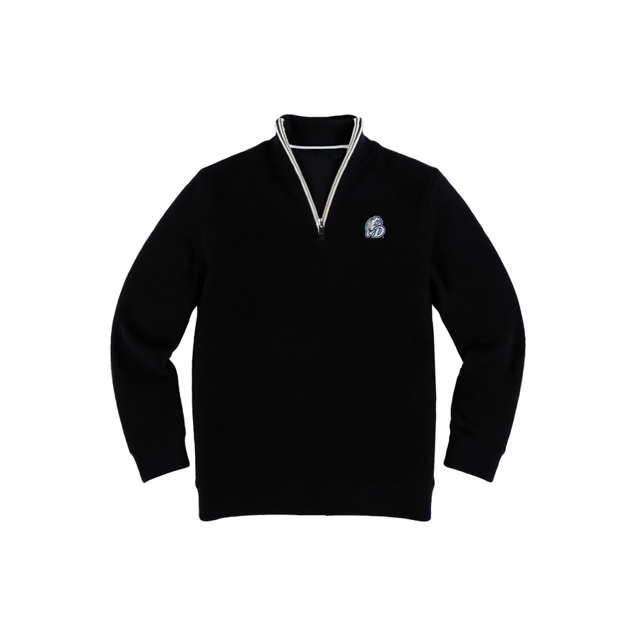 Drake Black with White Trim Luxury Touch Cotton and Cashmere Quarter Zip Sweater