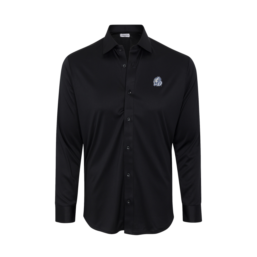 Drake Quattro Flex Dress Shirt with Semi-Spread Collar Black