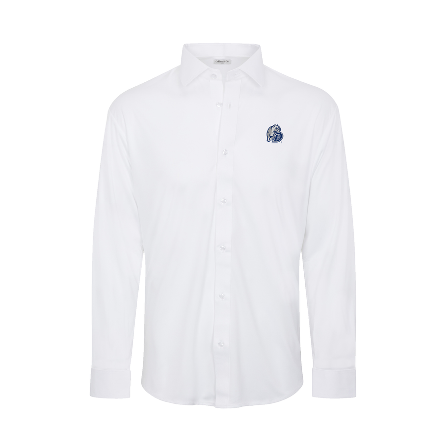 Drake Quattro Flex Dress Shirt with Semi-Spread Collar White