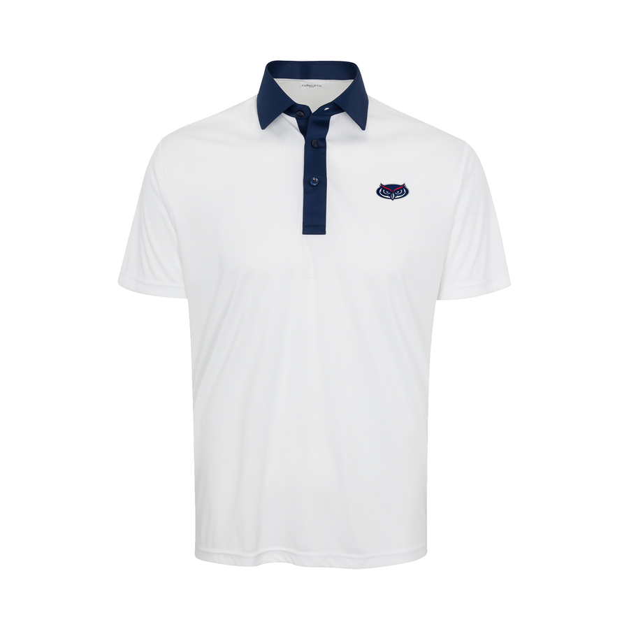 Florida Atlantic Semi-Spread Collar Polo Austin White with Navy Accent