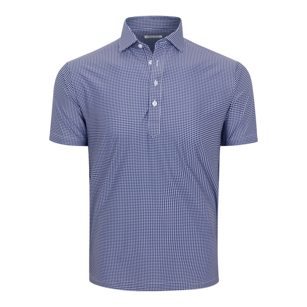 Featherweight Flex Polo Navy Micro Gingham – Collars & Co.