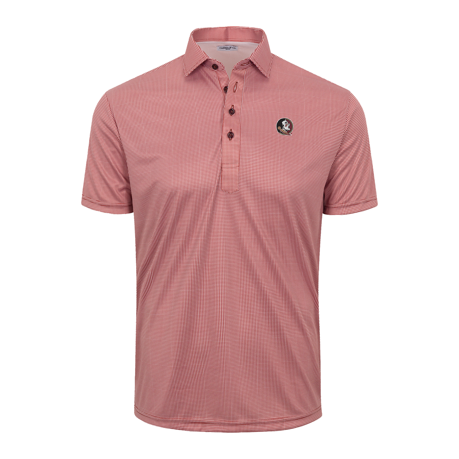 Florida State Semi-Spread Collar Polo Maroon Houndstooth