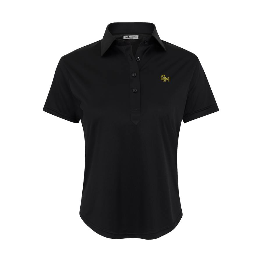 George Mason Women's Cap Sleeve Semi Spread Polo Black