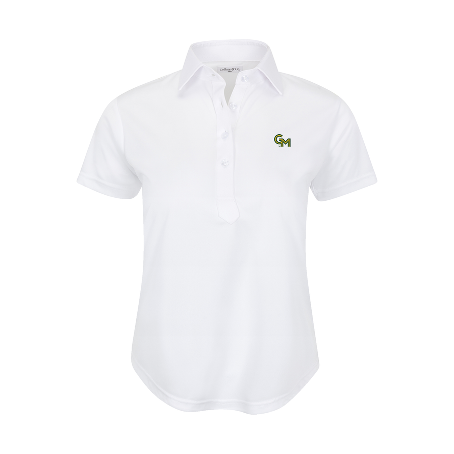 George Mason Women's Cap Sleeve Semi Spread Polo White