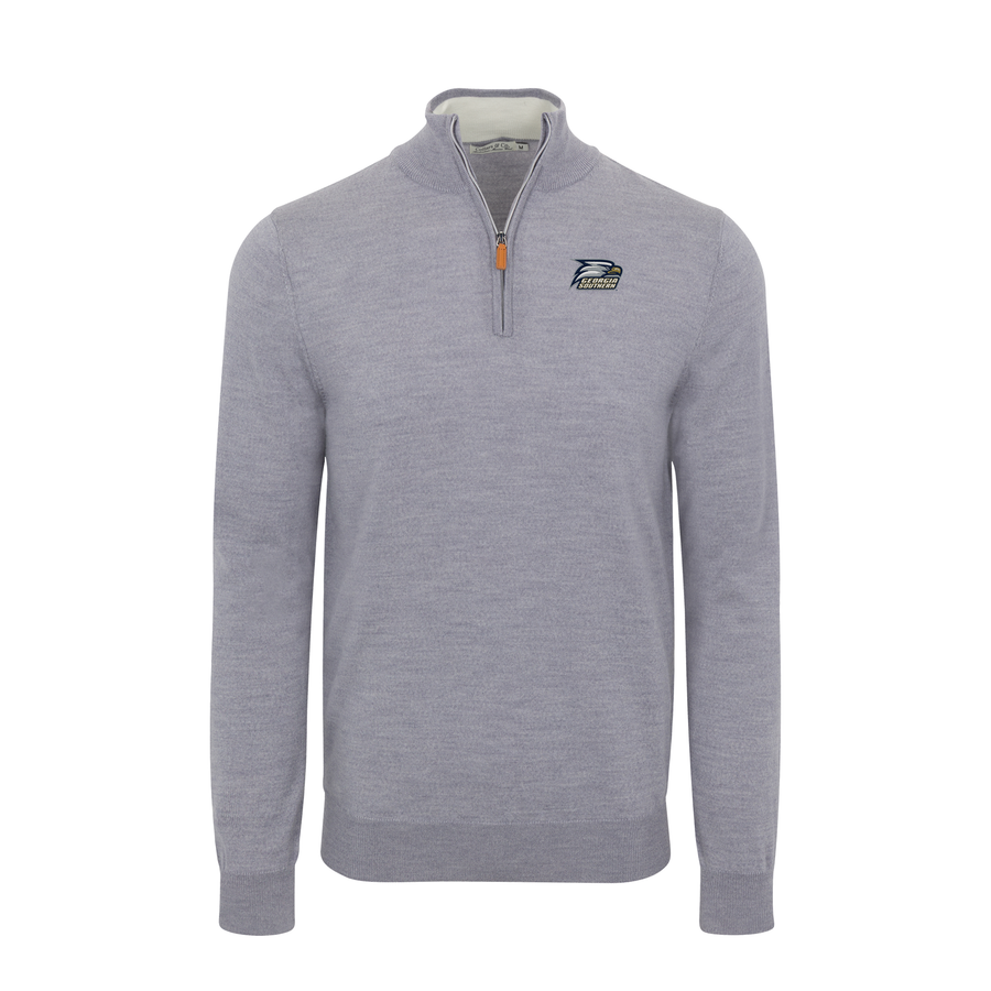 Georgia Southern Grey Melange Cashmere Touch Australian Merino Quarter Zip Sweater