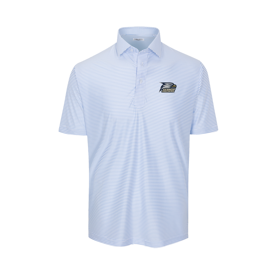 Georgia Southern Featherweight Flex Polo Camden White with Blue Stripe