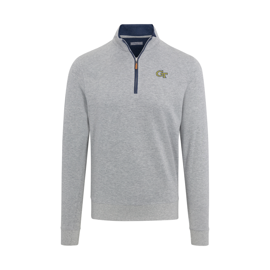 Georgia Tech Light Grey Heather Cloud Cotton Quarter Zip Pullover