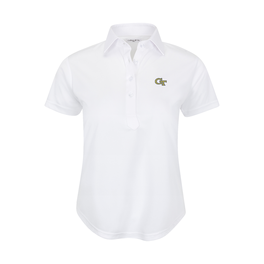 Georgia Tech Women's Cap Sleeve Semi Spread Polo White