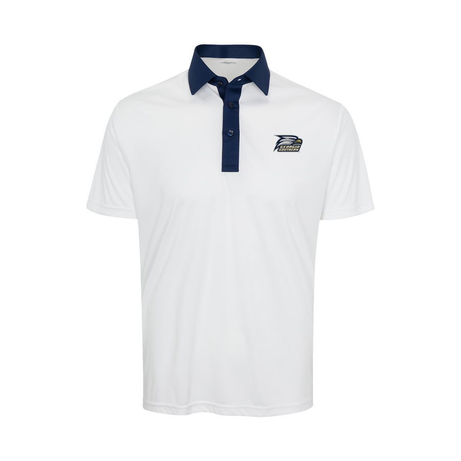 Georgia Southern Semi-Spread Collar Polo Austin White with Navy Accent