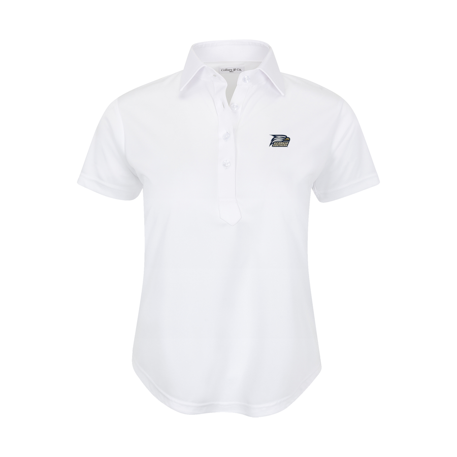 Georgia Southern Women's Cap Sleeve Semi Spread Polo White