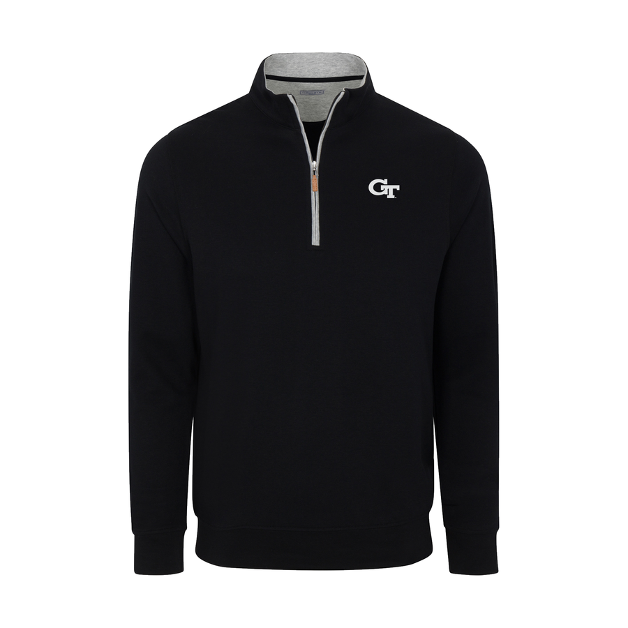 Georgia Tech Black Heather Cloud Cotton Quarter Zip Pullover