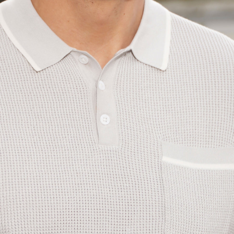 Riviera Knit Polo Grey with Ivory