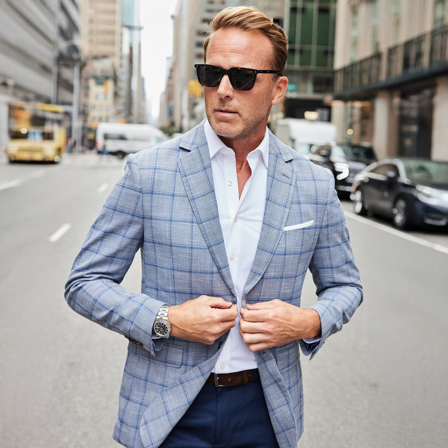 Maverick Travel Blazer Grey Windowpane