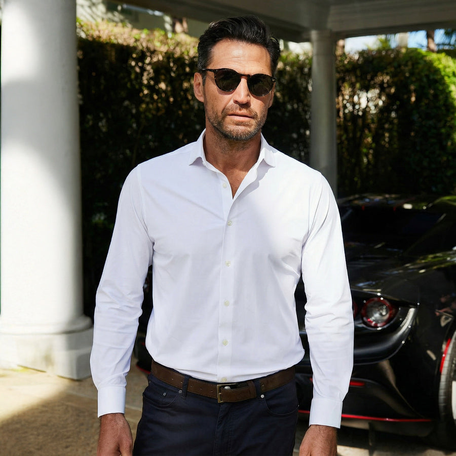 Apex Performance Dress Shirt Italian Spread Collar White Apex Performance Dress Shirt Italian Spread Collar White