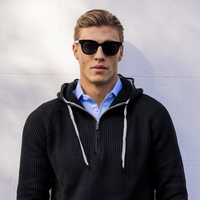 Holland Quarter Zip Hoodie Jet Black – Collars & Co. Holland Quarter Zip Hoodie Jet Black – Collars & Co.