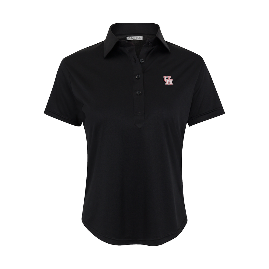 Houston Women's Cap Sleeve Semi Spread Polo Black
