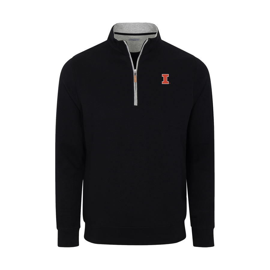 Illinois Black Heather Cloud Cotton Quarter Zip Pullover