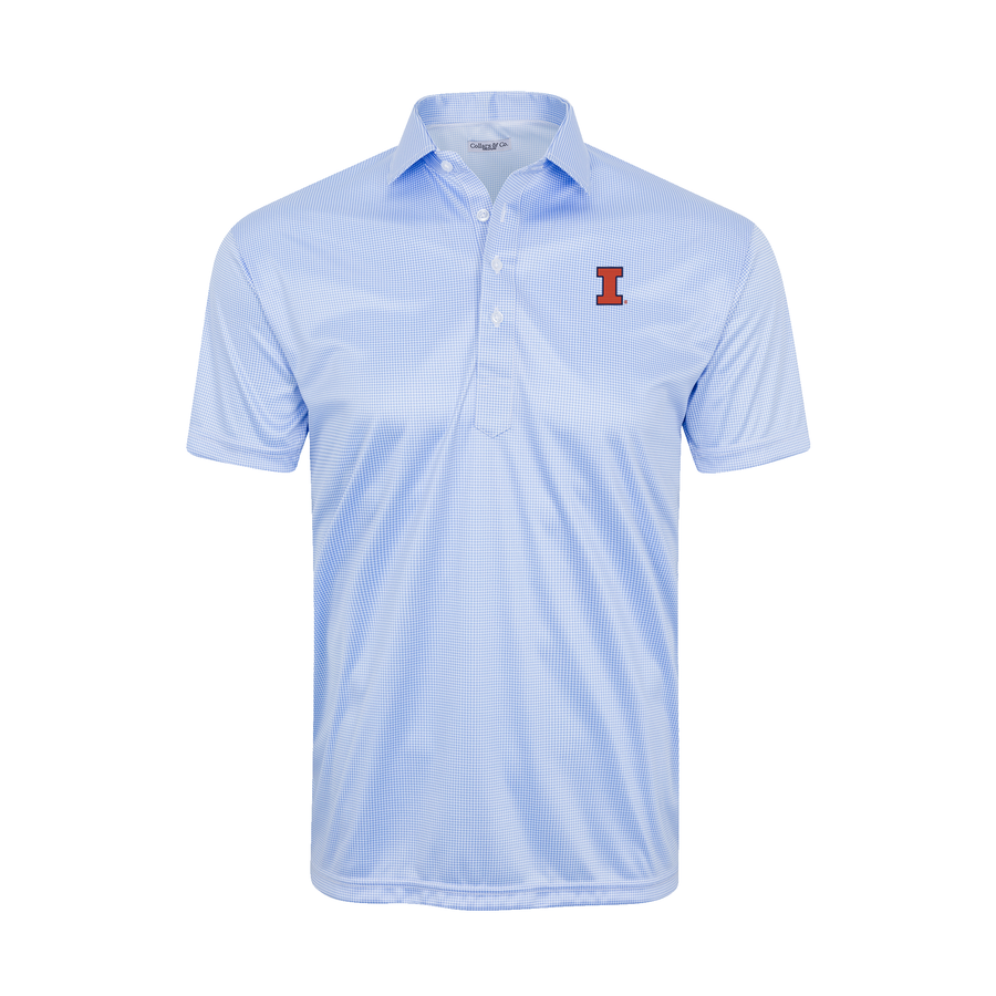 Illinois Semi-Spread Collar Polo Blue Houndstooth