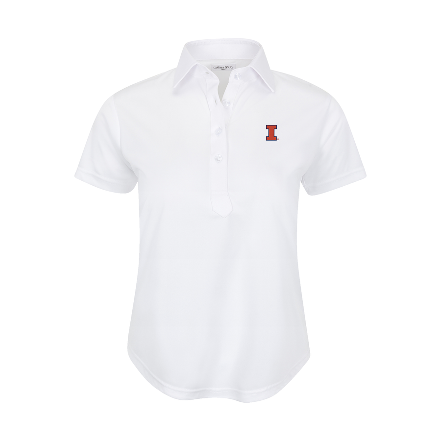 Illinois Women's Cap Sleeve Semi Spread Polo White
