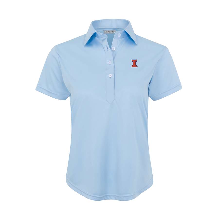 Illinois Women's Cap Sleeve Semi Spread Polo Sky Blue