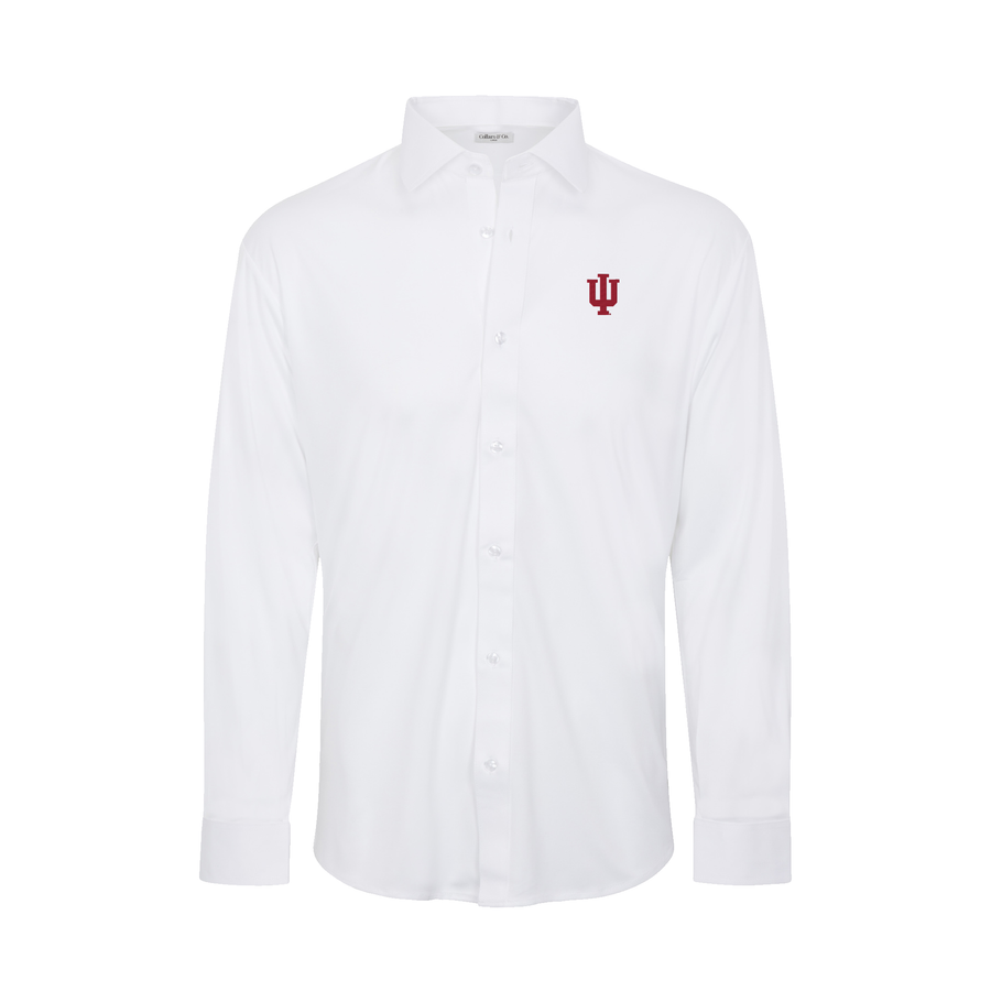 Indiana Quattro Flex Dress Shirt with Semi-Spread Collar White