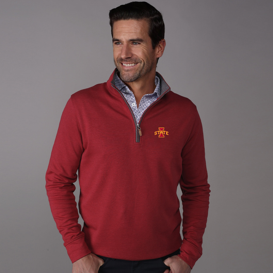 Iowa State Red Heather Cloud Cotton Quarter Zip Pullover