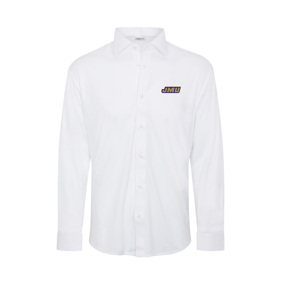 James Madison Quattro Flex Dress Shirt with Semi-Spread Collar White