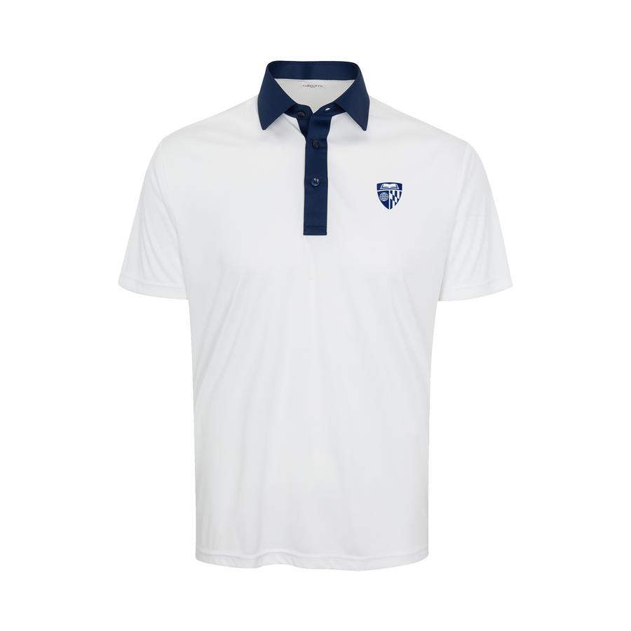 Johns Hopkins Semi-Spread Collar Polo Austin White with Navy Accent