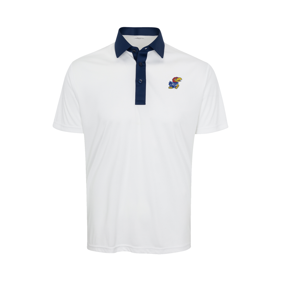Kansas Semi-Spread Collar Polo Austin White with Navy Accent