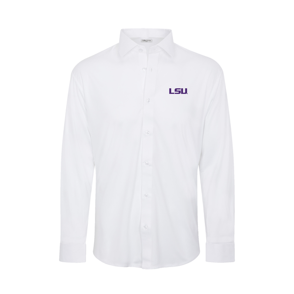 lsu dress shirt LSU Quattro Flex Dress Shirt with Semi-Spread Collar White XL / White