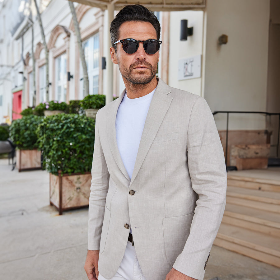 The Lorenzo Linen & Cotton Blazer Sand – Collars & Co.
